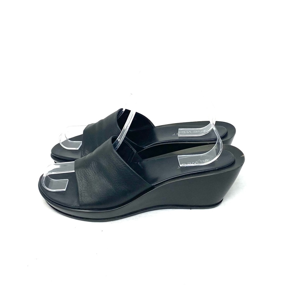 Nine West Black Slide Wedge Sandals